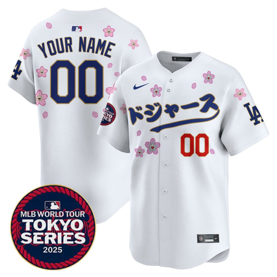 ドジャース LA Dodgers Custom Nike Tokyo Series 2025 Vapor Limited Stitched MLB Baseball Jersey White