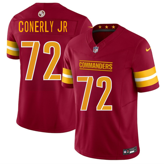 Men's Washington Commanders #72 Josh Conerly Jr Burgundy 2025 Draft F.U.S.E. Vapor Limited Stitched Football Jersey