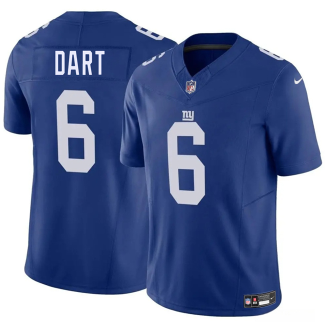 Men's New York Giants #6 Jaxson Dart Blue 2025 Draft F.U.S.E. Vapor Limited Stitched Football Jersey