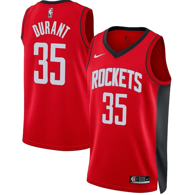 Men's Houston Rockets #35 Kevin Durant Red Icon Edition Stitched Basketball Jersey